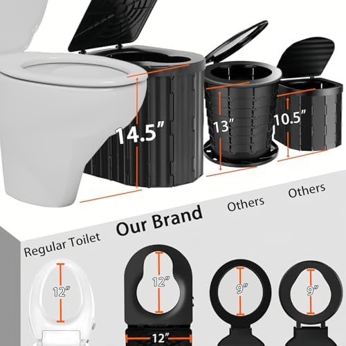 UOPBYEA Portable Camping Toilet for Adults With Urine Gel & Leak-Proof Bags and Wider Seat, Washable Portable Potty for Camping, Tent, Outdoor, Travel, RV, Car, Beach, Truck Driver, Boat