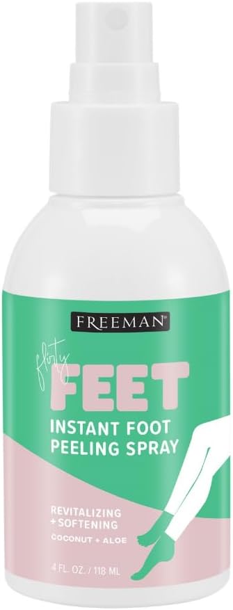 Freeman Flirty Feet Instant Foot Peeling Spray, Exfoliating Foot Mask For Summer, Moisturizing & Smooth Dry, Cracked Heels, Remove Dead Skin Quickly, Cruelty-Free & Vegan, 4 fl.oz./ 118 ml Bottle