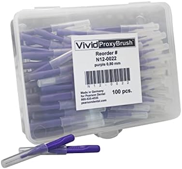 Premium Quality Interdental Brushes for Interproximal Cleaning, Professional Interdental Cleaners, Tight Teeth, Pkg of 100, ProxyBrush, by Vivid (X-Mas Tree, 0.8mm, Purple)