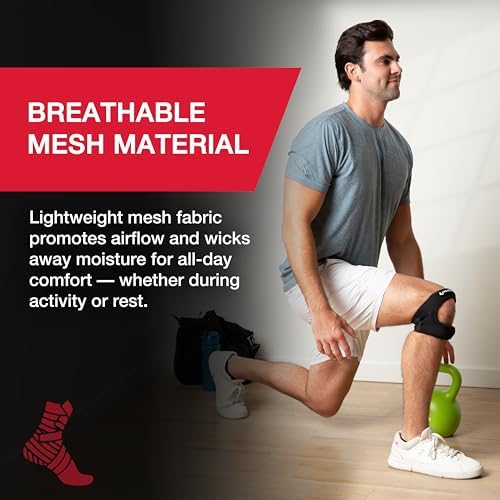 MUELLER Sports Medicine Adjustable Max Knee Single Strap for Men and Women, Compression & Pain Relief Support for Osgood-Schlatter's, Runner's Knee, Patellar Tendinitis, Black