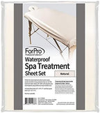 ForPro Professional Collection Waterproof Massage Table Cover, Protective Spa Treatment Sheet Set for Massage Tables, Machine Washable, includes Massage Fitted Sheet and Face Rest Cover, Natural