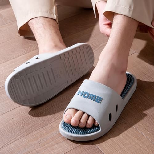 YCKEGEW Open Toe Shower Shoes Acupressure Reflexology Massage Slippers Sandals for Women Men,Indoor Outdoor Recovery Sandals Arch Support(/Grey,40-41 EU)