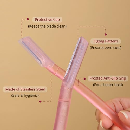 Carmesi Facial Razor for Women | Painless & Precision Face Hair Removal | for Peach Fuzz, Eyebrow, Chin & Upper Lip | Gentle Exfoliation & Smoother Skin | (3 Count)