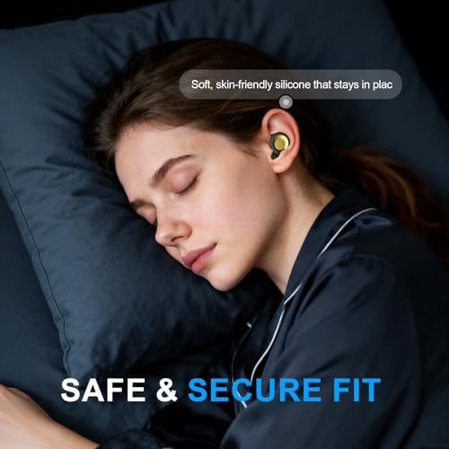 Ear Plugs for Sleeping, Noise Cancelling Earplugs, Ultra Soft Reusable Ear Plugs for Snoring, Travel, Concerts & Study, with Portable Case, Gold