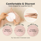 Organic Nursing Pads - 14 Washable Breast Pads for Breastfeeding, Wash Bag, Viscose Derived from Bamboo Reusable Nipple Covers for Breastfeeding Essentials, Soft & Absorbent (Neutrals, M 4.6")