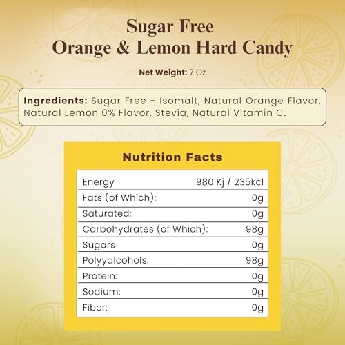 ANDY ANAND CHOCOLATIER Sugar Free Hard Candy Orange & Lemon Mixed Flavors – Made in Italy, Gluten Free, Keto Stevia Sweetened Candy (7 Oz)