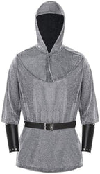 Medieval Knight Costume Men Fake Chainmail Shirt Tunic With Bracers Belt Viking Ren Faire Templar Crusader Cosplay