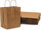 Paper Bags with Handles - 10x6.75x12 Inch 250 Pack Brown Paper Bags with Handles, Kraft Shopping Bags, Bulk Gift Bags, Craft Catering Bags, Merchandise, Retail, Food Service, Small Business, Large