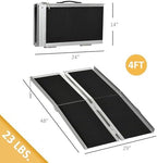 HOMCOM FSA/HSA Eligible Wheelchair Ramp 4FT, Folding Aluminum Threshold Ramp with Non-Slip Surface, Transition Plate, 594lbs Weight Capacity for Home, Doorways, Curbs, Steps