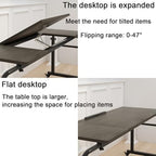 TigerDad Tilt Overbed Table with Wheels, Height Adjustable Rolling Desk for King Queen Bed, Tilting Laptop Cart Mobile Computer Workstation, Dekuwood