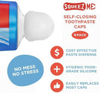 Chrome Cherry SqueezMe Self-Closing Toothpaste Caps, Silicone Lid for Kids & Adults, No Mess Toothpaste Dispenser, Easy Squeezer Cap for Tubes, Bathroom Accessory, Multicolor, Pack of 6