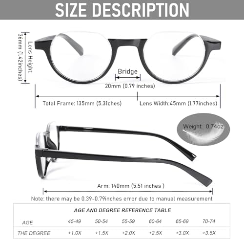 DXYXYO 3 Pack Half Moon Reading Glasses for Women, Stylish Blue Light Blocking Computer Readers with Spring Hinge