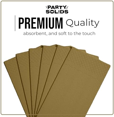 Party Solids Gold Dinner Napkins Disposable 8" x 4" Folded - 40 Pcs 2 Ply Gold Napkins Disposable Paper Guest Towels for Bathrooms, Dinners, Everyday Parties & Party Supplies