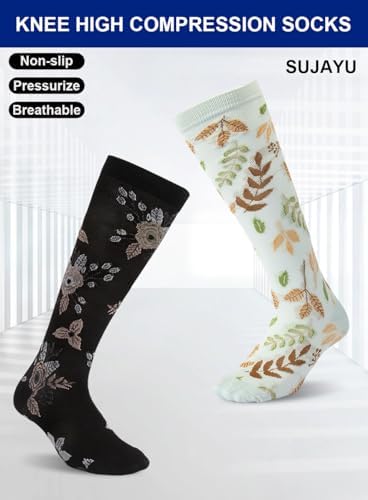 6 Pairs Compression Socks for Women Men 15-20 mmhg Knee High, Womens Compression Socks Compression Stockings for Women Men