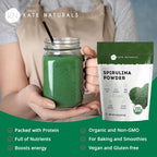 Kate Naturals Organic Spirulina Powder for Immune Support and Antioxidants. Nutrient Dense Superfood Supplement (8 oz, USDA Certified, Non-GMO, Gluten- Free)