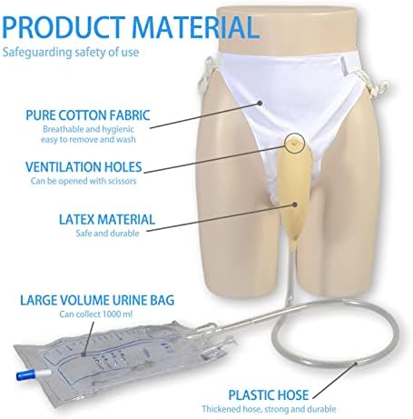 Wearable Urinal for Men, Protable Latex Material with Collection Urine Bag, Urinary Drainage Bag System,Skin-Friendly and odorless (1000ml) (Universal Style)