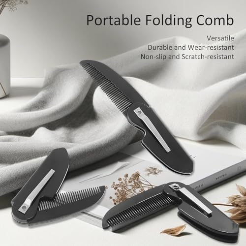 4-Pack Handmade Sawcut Mustache Comb, Best Pocket Folding Comb for Moustaches and Short Beards