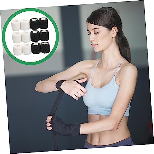BESPORTBLE 12rolls Non-Woven Self-Adhesive Elastic Bandages High Elasticity Sports Tapes for Fitness Wrist Support Black White for DIY Use