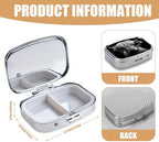 Pill Box-2 Compartment Small Pill Case Square Organizer Case with Mirror Portable Metal Medicine Box Travel Container for Pocket & Purse Women Men(Black Highland Cow)