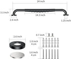 2 Pack 24 Inch Black Shower Grab Bar w/Anti Slip Rubber Grip,ZUEXT Stainless Steel Bath Grab Bar,Bathroom Balance Bar,Wall Mount Safety Handrail Support,Handicap Injury Elderly Senior Assist Handle