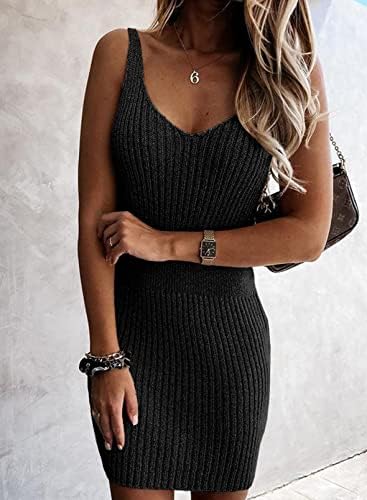 Sidefeel Womens 2026 Summer V Neck Ribbed Knit Sleeveless Tank Dresses Sexy Bodycon Club Night Out Dresses