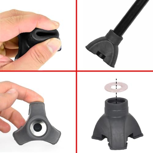 Non-Slip Rubber End Tips for Walking Canes, Sticks, and Crutches - Self-Standing Bottom Rubber Cover for Enhanced Stability and Grip - Tripod Ferrules for Secure and Safe Use