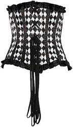 Daisy corsets Women's Daisy Corsets Top Drawer Steel Boned Diamond Print Underwire Curvy Cut Waist Cincher Corset