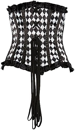 Daisy corsets Women's Daisy Corsets Top Drawer Steel Boned Diamond Print Underwire Curvy Cut Waist Cincher Corset