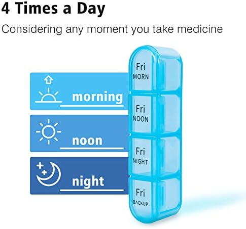 Daviky Pill Organizer 4 Times a Day - Pill Box 7 Day, Large Weekly Medicine Pill Organizer for Travel with Removable Individual Containers, Pill Case to Hold Daily Vitamins, Supplements and Medication