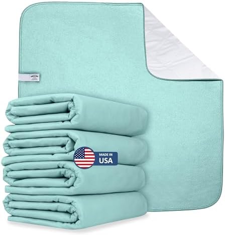 AbsorbEase® Washable Underpads 34"x36" - Waterproof, Ultra-Absorbent Incontinence Bed Pads for Adults, Seniors, Kids, Pets, Reusable Pee Pads, Odor Neutralizing, Latex-Free, USA Made (Pack of 4)