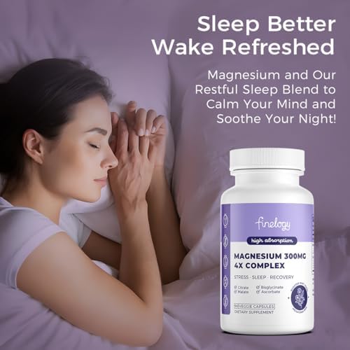 4X Magnesium Complex – 300mg Magnesium Supplement with Chelated Glycinate, Citrate, Malate & Ascorbate, High Absorption for Stress, Sleep, Muscle & Bone Health, 90 Capsules