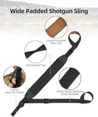 EZshoot Two Point Sling, Non-swivels Shotgun Sling with Neoprene Padded, Thumb Hole, Adjustable Length, Comfortable Rifle Sling Strap