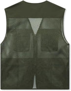 AOTORR Men's Utility Fishing Vest Lightweight Outdoor Work Safari Travel Multi Pockets Waistcoat Jacket