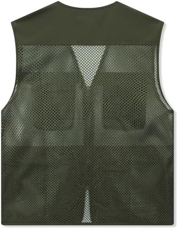 AOTORR Men's Utility Fishing Vest Lightweight Outdoor Work Safari Travel Multi Pockets Waistcoat Jacket