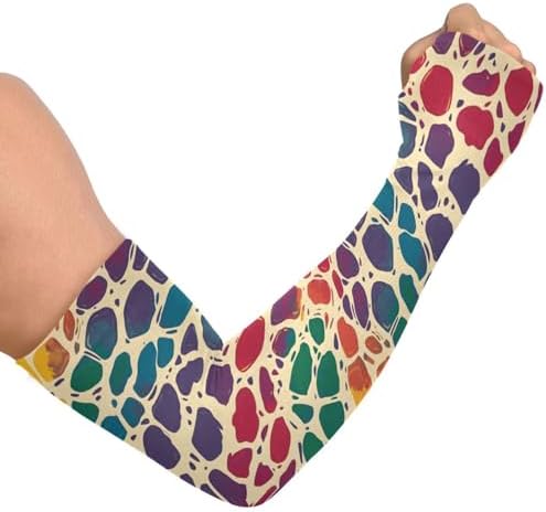 Arm Sleeves Vivid Giraffe Pattern Print, Sun UV Protection Breathable with Thumb Hole for Sports Cycling Driving Hiking Heat Dissipation for Men Women Outdoor Fitness 1 Pair