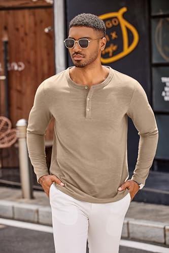 COOFANDY Men's Henley Shirts Long Sleeve Casual Pullover T-Shirt Fashion Basic Button Shirts