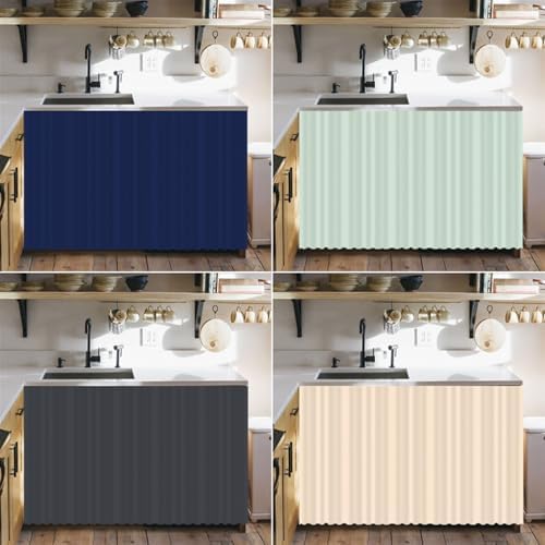 Cabinet Curtains for Shelves Privacy Closet Curtain Dust Proof Hook & Loop Under The Sink Curtain for Kitchen Storage Room Black, 39.4" W x 27.6" L (Pack of 1)