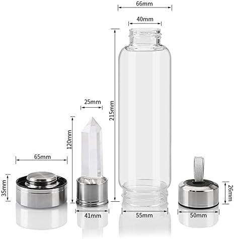 Natural Crystal Water Bottle Citrine Crystal Elixir Infused Gem Water Bottle Healing Wand Point Crystal Obelisk Point Reiki Handheld Gemstone Drink Reusable Gem Water Bottle 550Ml