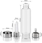 Natural Crystal Water Bottle Citrine Crystal Elixir Infused Gem Water Bottle Healing Wand Point Crystal Obelisk Point Reiki Handheld Gemstone Drink Reusable Gem Water Bottle 550Ml