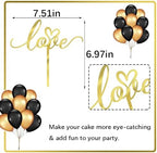 Golden Acrylic Love Cake Topper,Valentine's Day/Wedding Theme/Bridal Shower/Engagement Anniversary Party Decoration