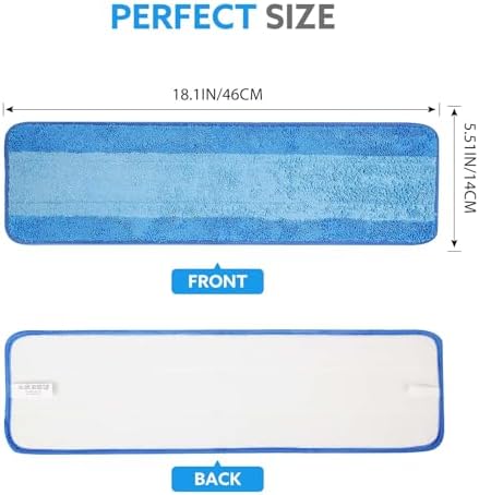 6 Pack Microfiber Cleaning Pads are Compatible with Bona Mop,18 Inch Replaceable Mop Pad Refill,Washable & Reusable Blue Microfiber Mop Pads for Hardwood and Hard-Surface Floors