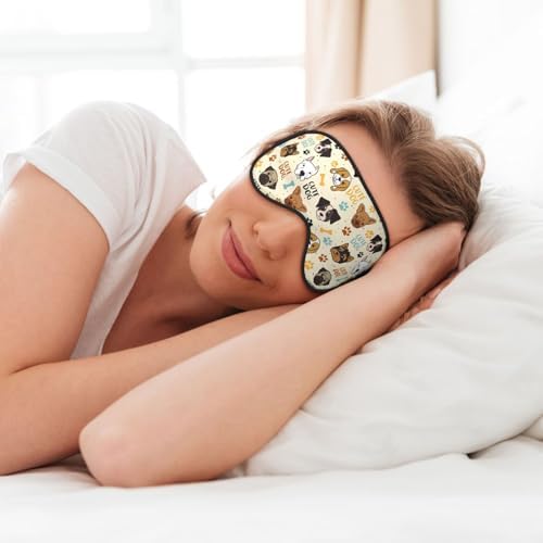 Cute Dog Sleep Mask Breathable Soft Eye Mask for Sleep for Women Men Lightweight Eye Cover for Travel, Night Work, Nap, Office