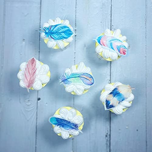 Wild Feathers Edible Boho Cupcake Toppers for Cake Tribal Baby Shower Party Decoration Set of 40