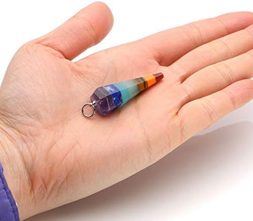 2pcs 7 Chakra Necklace Energy Healing Crystal Yoga Necklace for Women Dowsing Divination Pendulum Gemstone Pendant