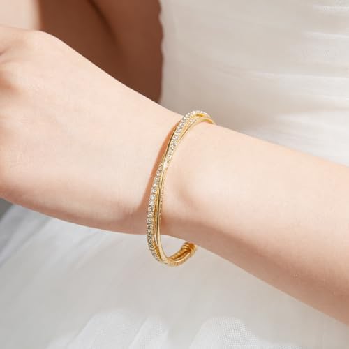 IDesign Valentine Day Gift Rhinestone Cuff Bracelet Bangle Sparkly Cute Bridesmaid Wedding jewelry gifts