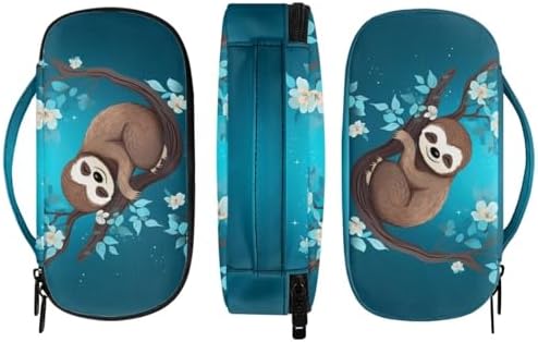 Flower Sloth Insulin Cooler Travel Case with Side Handle Cute Small Diabetic Supplies Bag Portable Travel Medicine Kit for Insulin Pen and Blood Glucose Supplies Zipper Insulin Pouch Blue