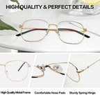 Oversized Metal Reading Glasses Women Men, Large Fashion Blue Light Blocking Computer Readers