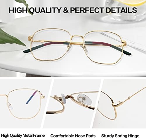 Oversized Metal Reading Glasses Women Men, Large Fashion Blue Light Blocking Computer Readers