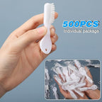 Nuogo 500 Pieces Mini Toothbrush Bulk Disposable Toothbrushes Thumbprint Individually Packaged Security Toothbrush with Short Handle Soft Bristles Prison Tooth Brush for Camping Travel