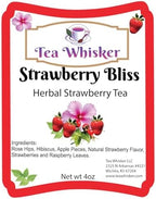 Tea Whisker - Strawberry Bliss | Fruity Herbal | Loose Leaf Tea | 4 Ounce Pouch | Serve Iced or Hot | Non-Caffeinated